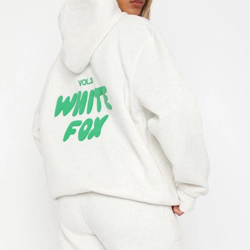 White Fox Hoodie - Grey + Green letters - size M/L - excellent condition